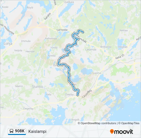 908K Bus Line Map