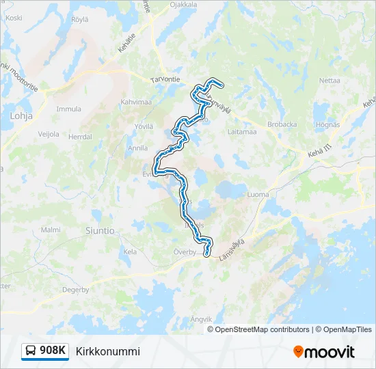 908K Bus Line Map