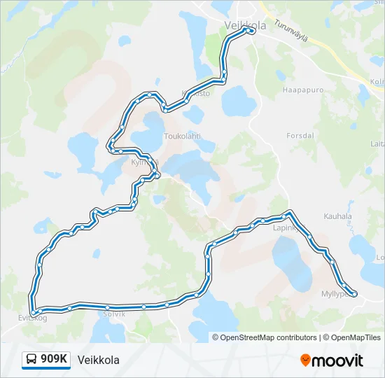909K Bus Line Map