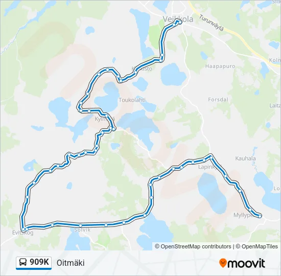 909K Bus Line Map