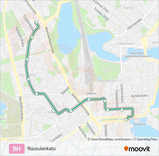 9H Tram Line Map