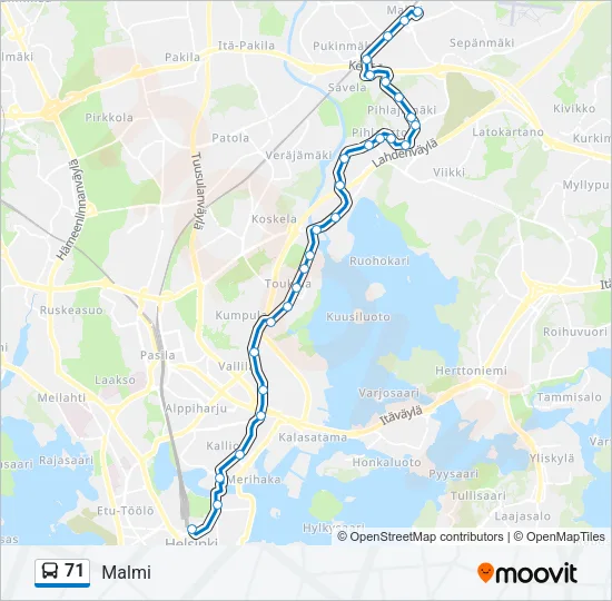 71 Bus Line Map