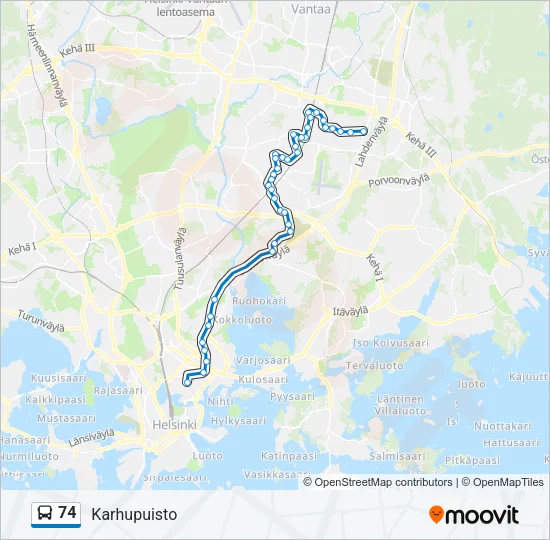 74 Bus Line Map