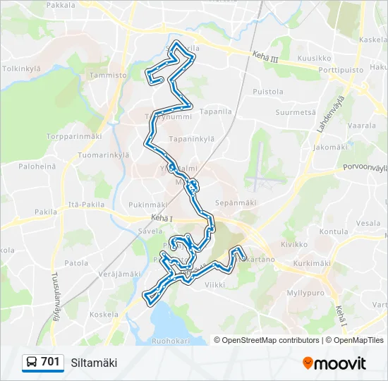 701 Bus Line Map