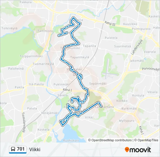 701 Bus Line Map