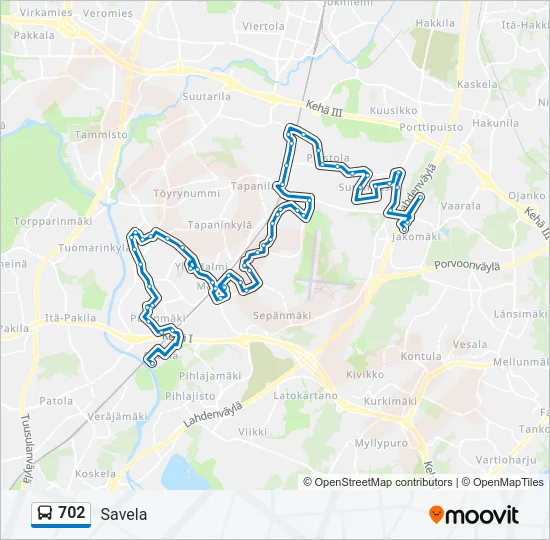 702 Bus Line Map