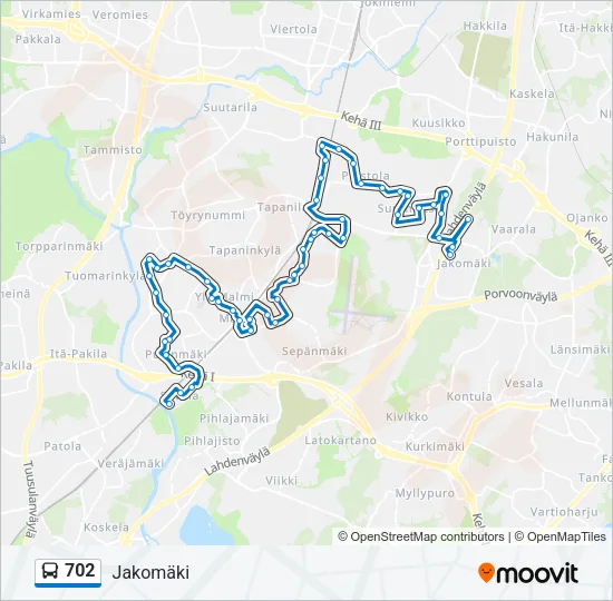 702 Bus Line Map