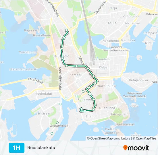 1H Tram Line Map