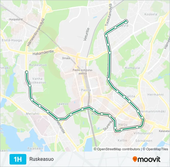 1H Tram Line Map