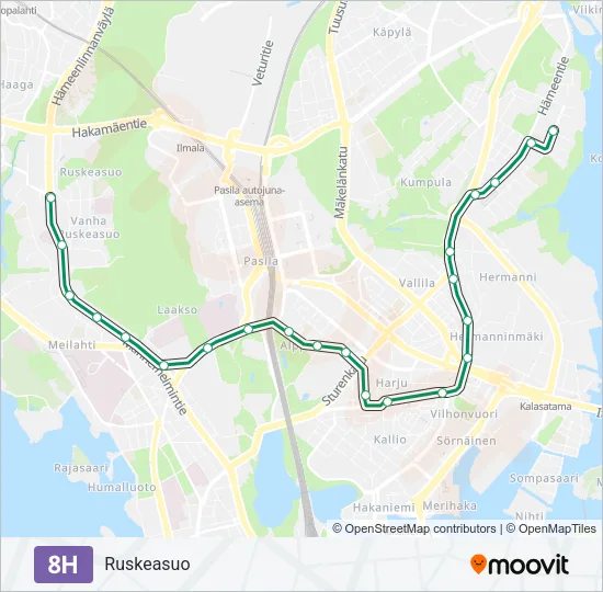 8H Tram Line Map