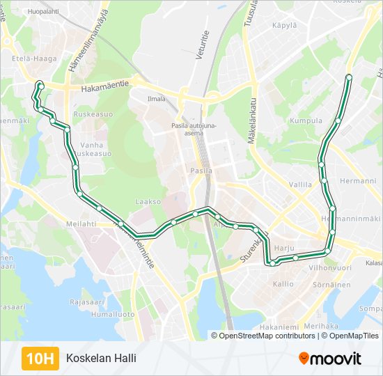 10H tram Line Map