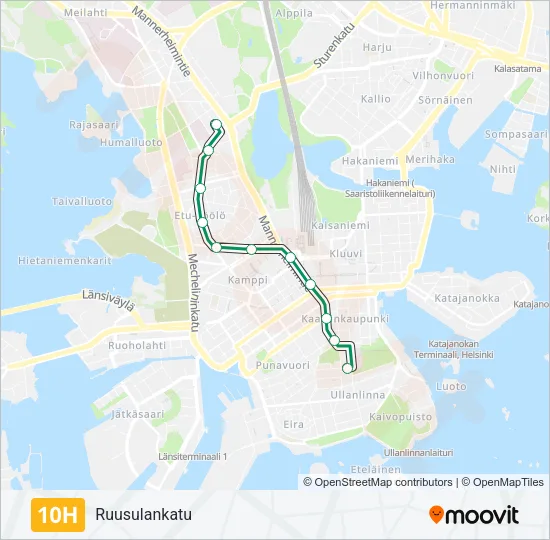 10H Tram Line Map