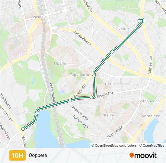 10H Tram Line Map