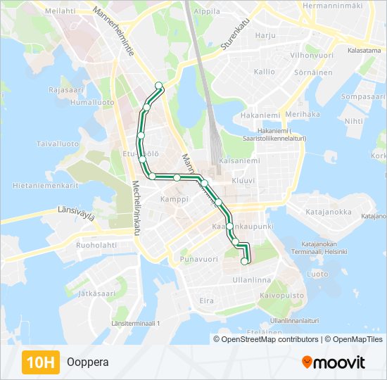 10H tram Line Map