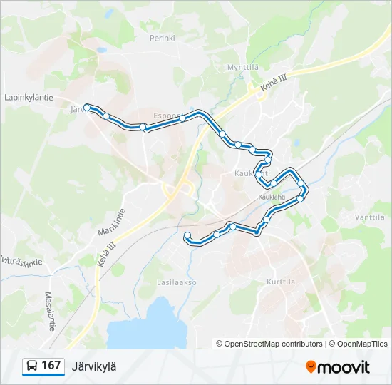 167 Bus Line Map