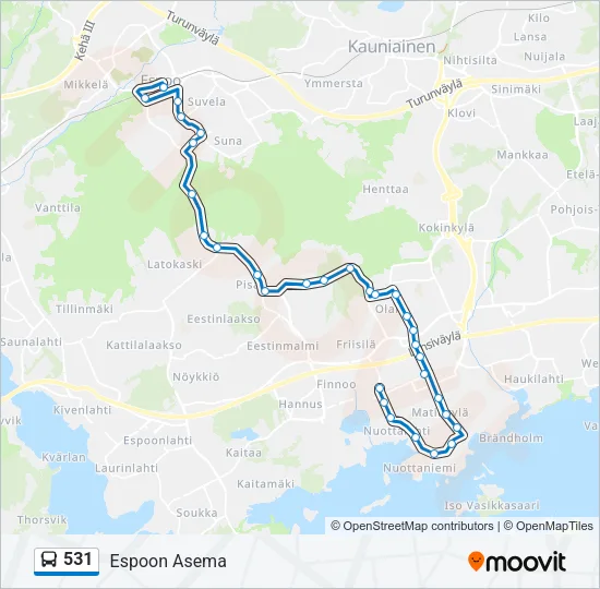 531 Bus Line Map