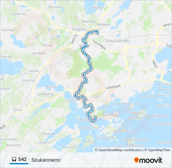 542 Bus Line Map