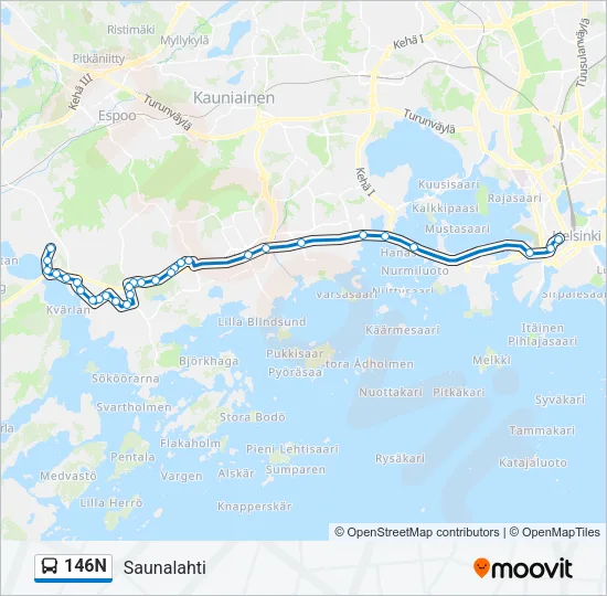 146N Bus Line Map