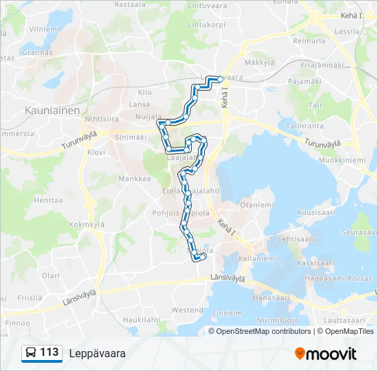 113 Bus Line Map