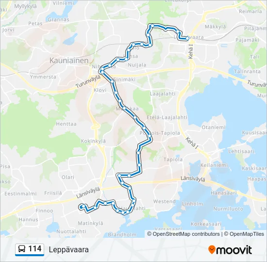 114 Bus Line Map