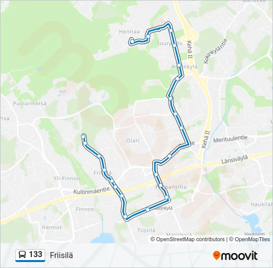 133 Bus Line Map