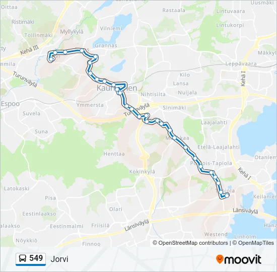 549 Bus Line Map