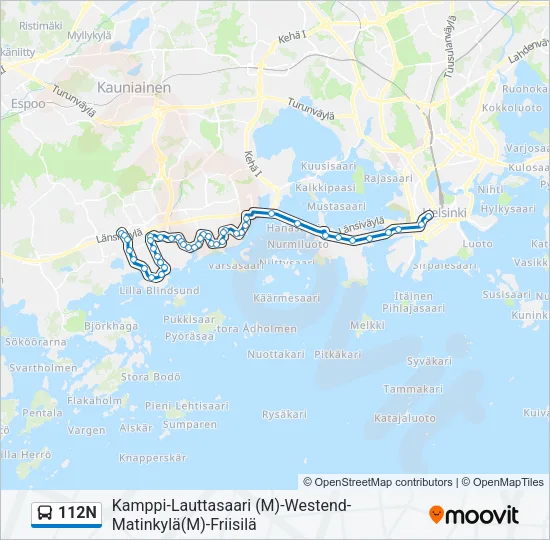 112N Bus Line Map