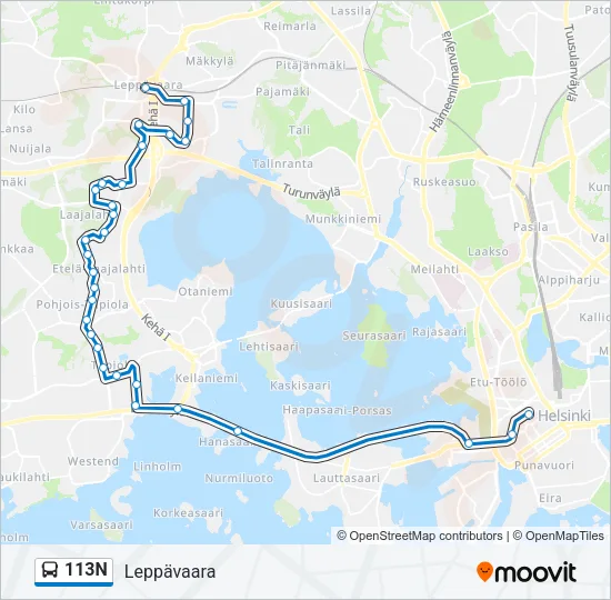 113N Bus Line Map