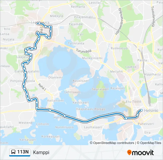 113N Bus Line Map