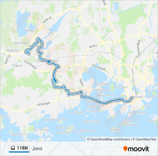 118N Bus Line Map