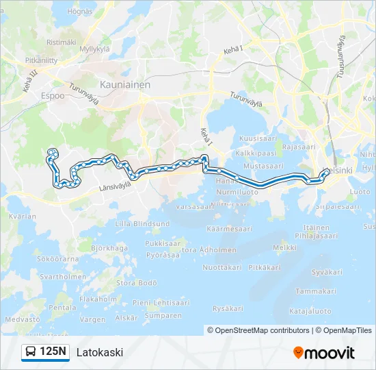 125N Bus Line Map