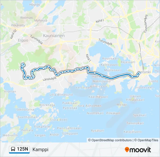125N Bus Line Map
