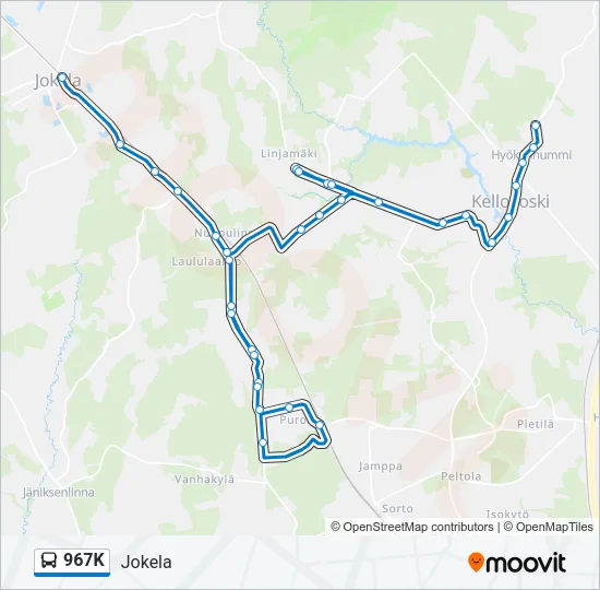 967K Bus Line Map