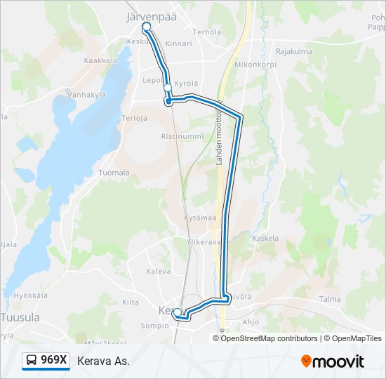 969X bus Line Map