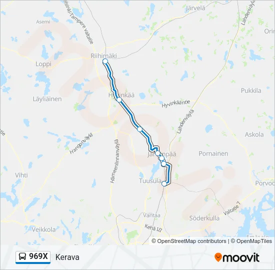 969X Bus Line Map