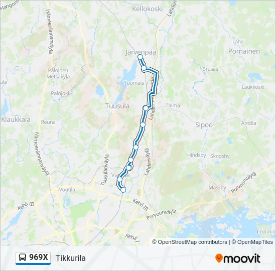 969X Bus Line Map