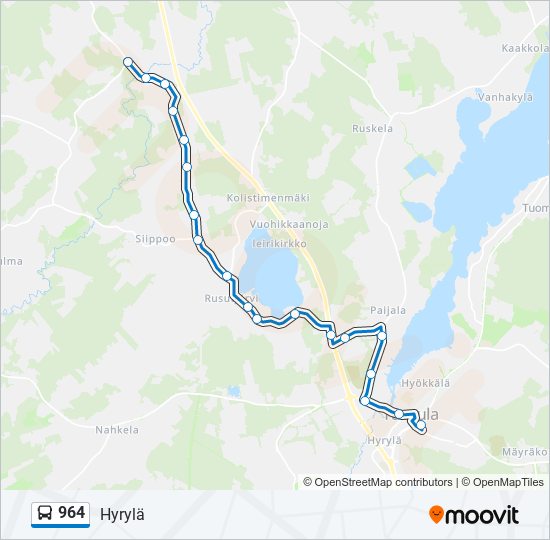 Bus 964 Route Map 964 Route: Schedules, Stops & Maps - Hyrylä (Updated)