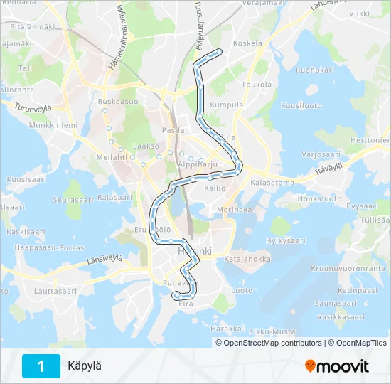 1 Tram Line Map