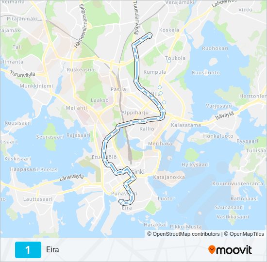 1 tram Line Map