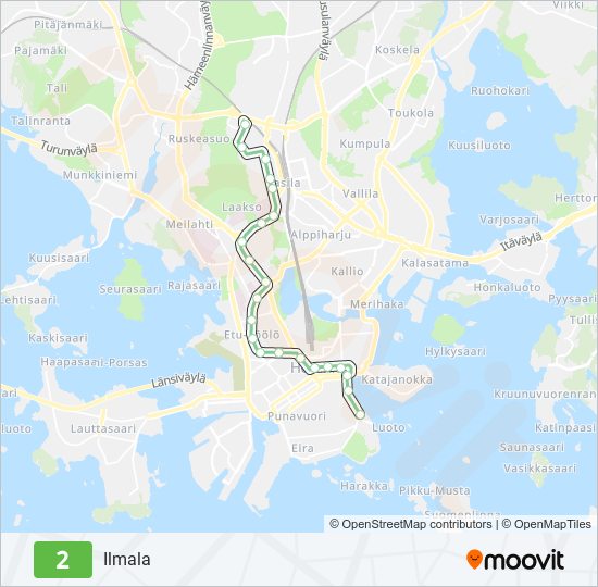 2 Reitti: Aikataulut, pysäkit ja kartat – Ilmala (päivitetty)