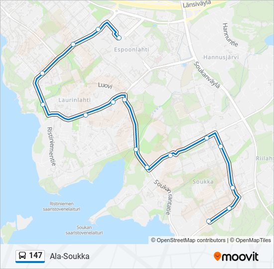 147 bus Line Map