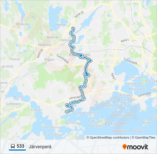 533 Bus Line Map