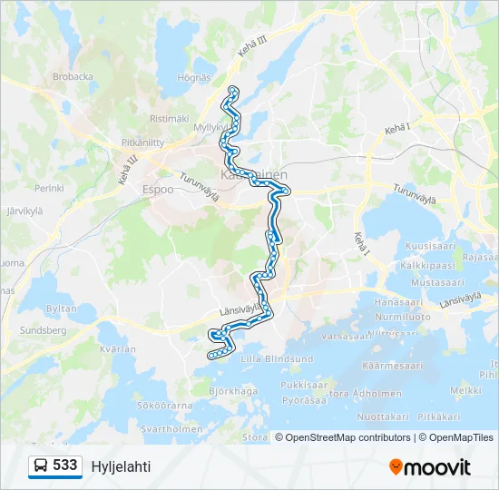 533 Bus Line Map