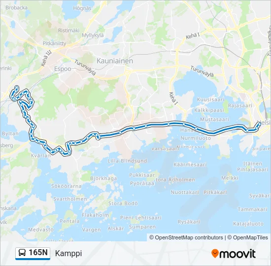 165N Bus Line Map