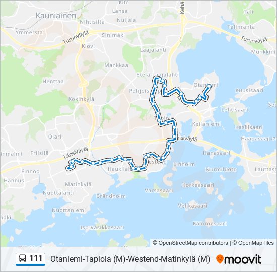 111 bus Line Map