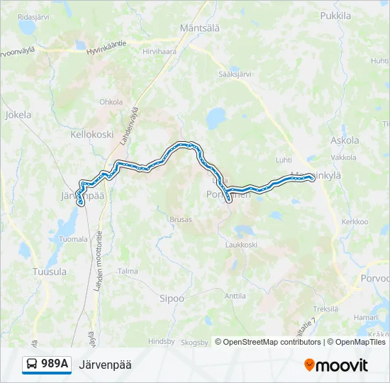989A Bus Line Map