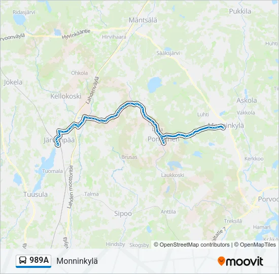 989A Bus Line Map