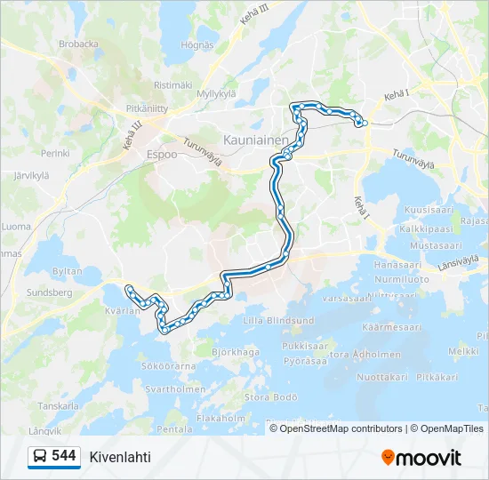 544 Bus Line Map