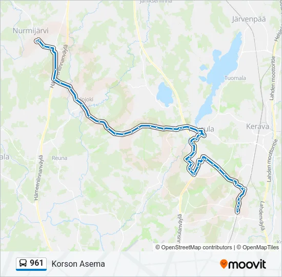 961 Bus Line Map