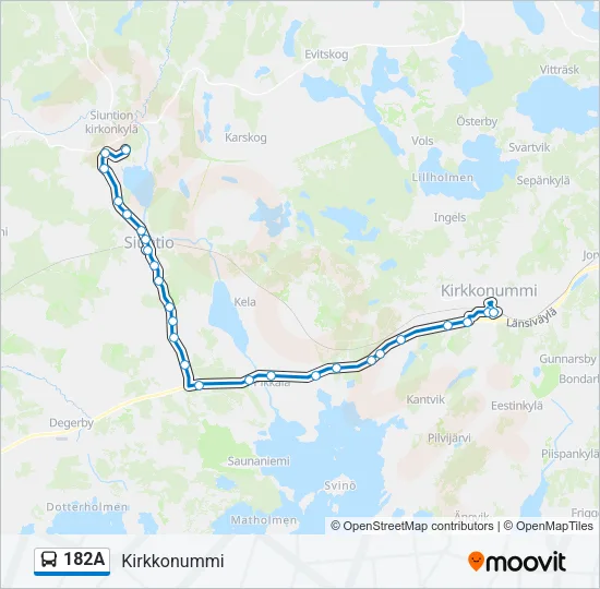 182A Bus Line Map